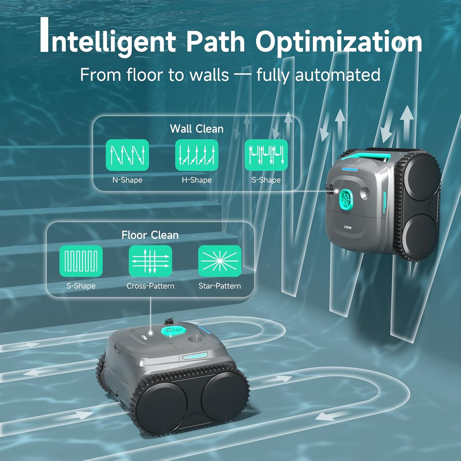WYBOT C2 Cordless Robotic Pool Cleaner  Dual Filtration  Pool Vacumm Robot for Wall & Waterline Cleaning  Up to 180 Mins Runtime & Scheduling  Smart Navigation  for Inground/Above-Ground Pools