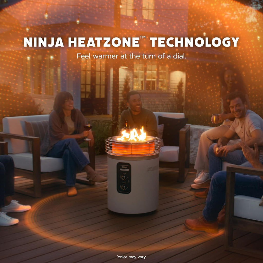 Ninja Fireside360™ Outdoor Heater & Fire Pit | 3 Modes: Flame  Heat  Flame & Heat | Portable for Patio  Deck  Camping | Easy Control Smokeless Flames | Push to Start Ignition | Charcoal | OF101AMZ