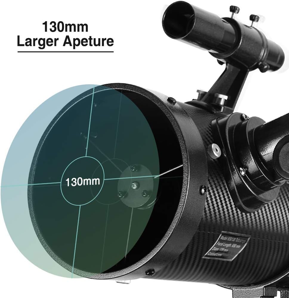 Telescope 130EQ Newtonian Reflector Telescopes for Adults  Professional Telescopes for Adults Astronomy  Comes with 1.5X Barlow Lens Smartphone Adapter & 13% T Moon Filter