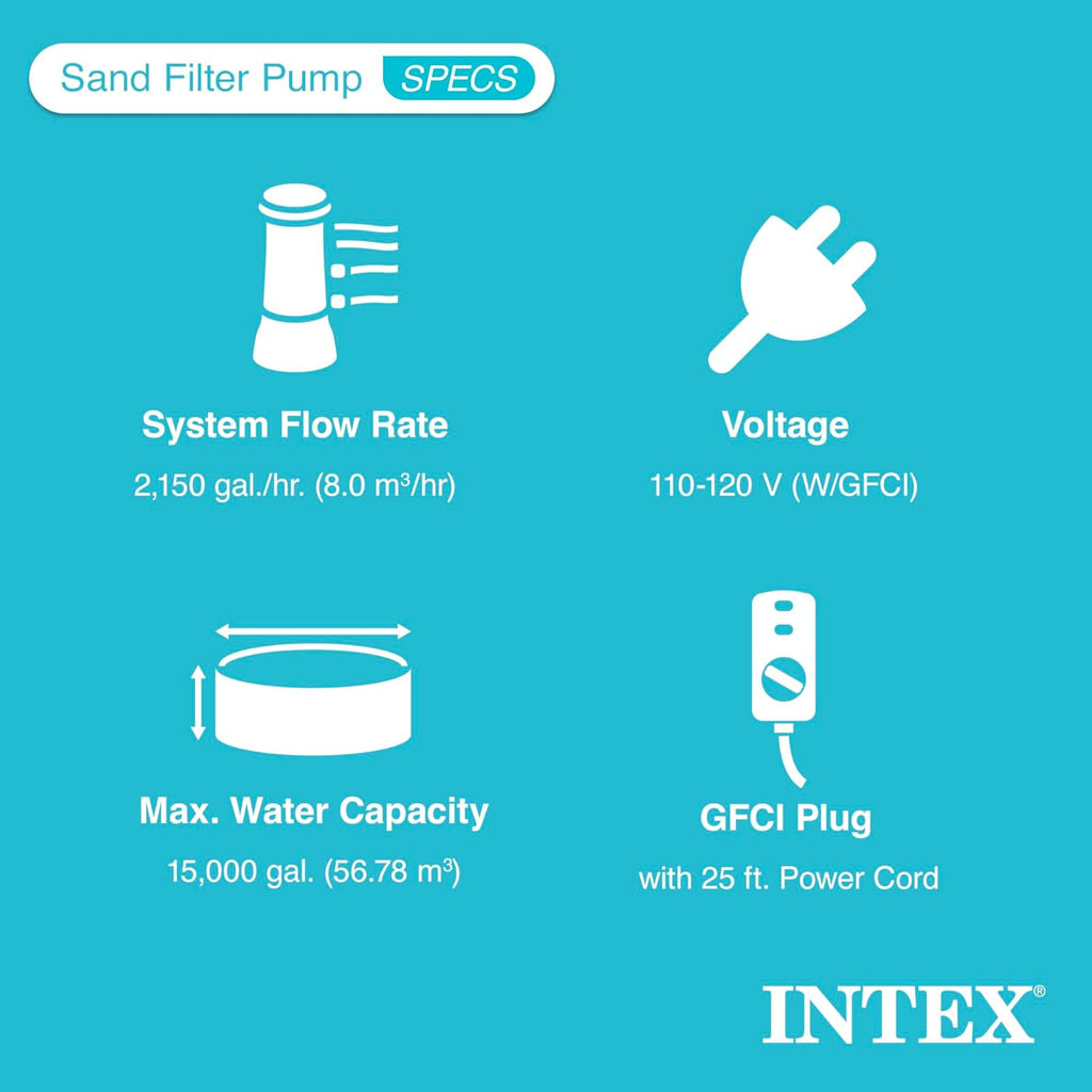 Intex Sand Filter Pump & Saltwater System for Up to 15 000 Gal Pools  Krystal Clear - Automatic Algae Control & Above-Ground Swimming Pool Cleaning
