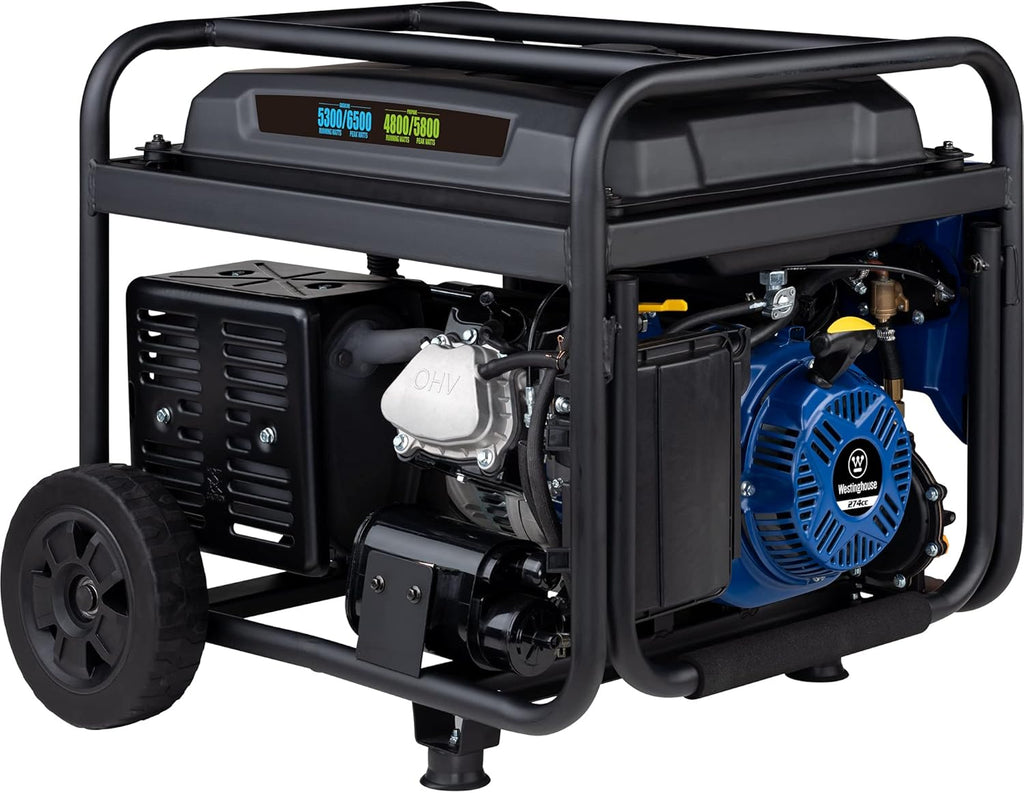 Westinghouse 6500 Watt Dual Fuel Home Backup Portable Generator  Transfer Switch Ready 30A Outlet  RV Ready 30A Outlet  CO Sensor