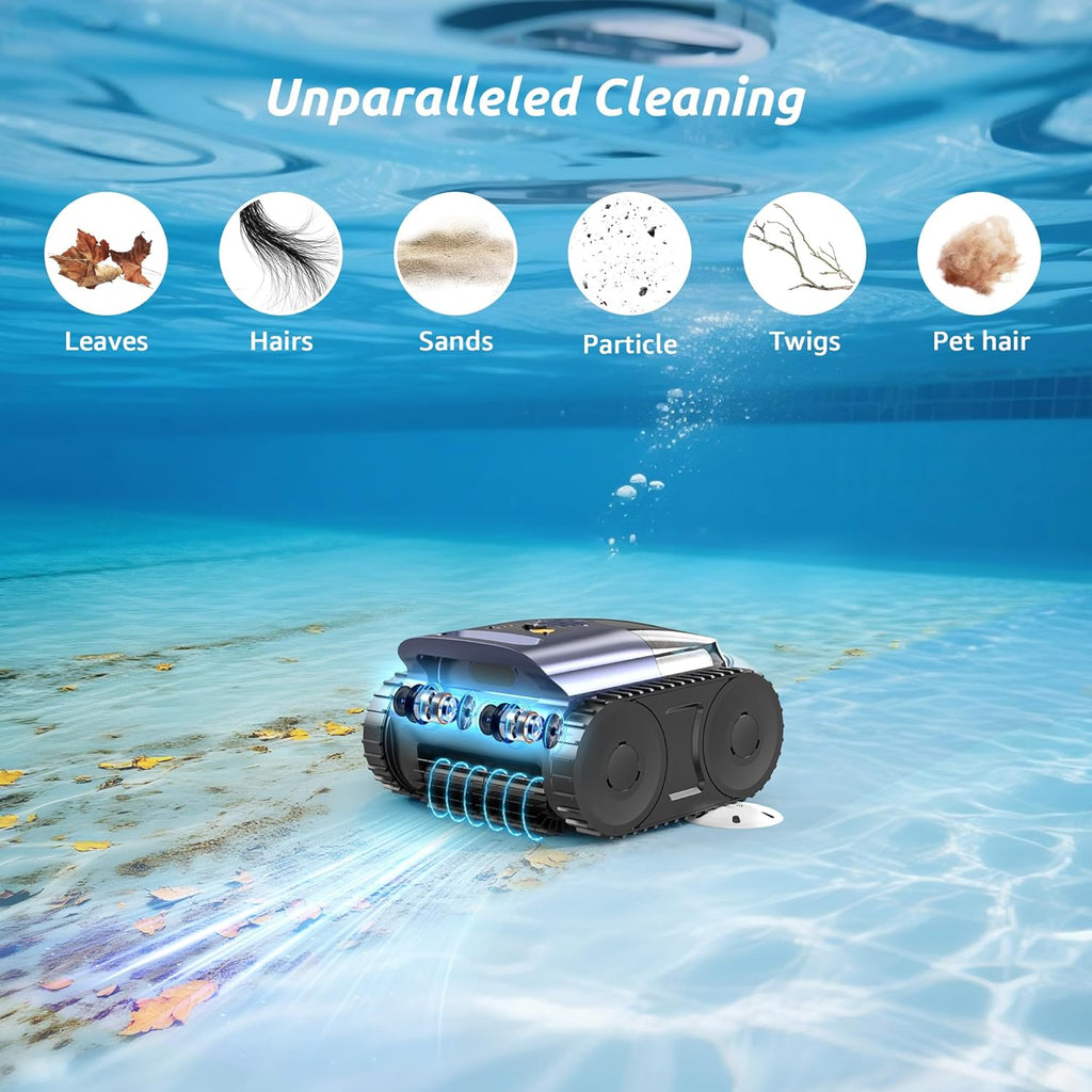 (2026 Upgrade) Cordless Robotic Pool Cleaner  Robotic Pool Vacuum for Inground Pools  Floor  Wall  Waterline and Drain Cleaning  180 min Battery Life for Pool Up to 2150 Sq.ft