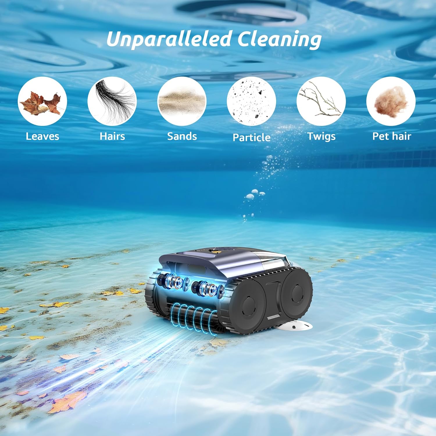 (2026 Upgrade) Cordless Robotic Pool Cleaner  Robotic Pool Vacuum for Inground Pools  Floor  Wall  Waterline and Drain Cleaning  180 min Battery Life for Pool Up to 2150 Sq.ft