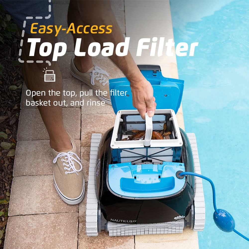 Dolphin Nautilus CC Automatic Robotic Pool Vacuum Cleaner Includes Caddy and Classic Cover for Storage and Protection  Ideal for In-Ground Pools up to 33 FT in Length