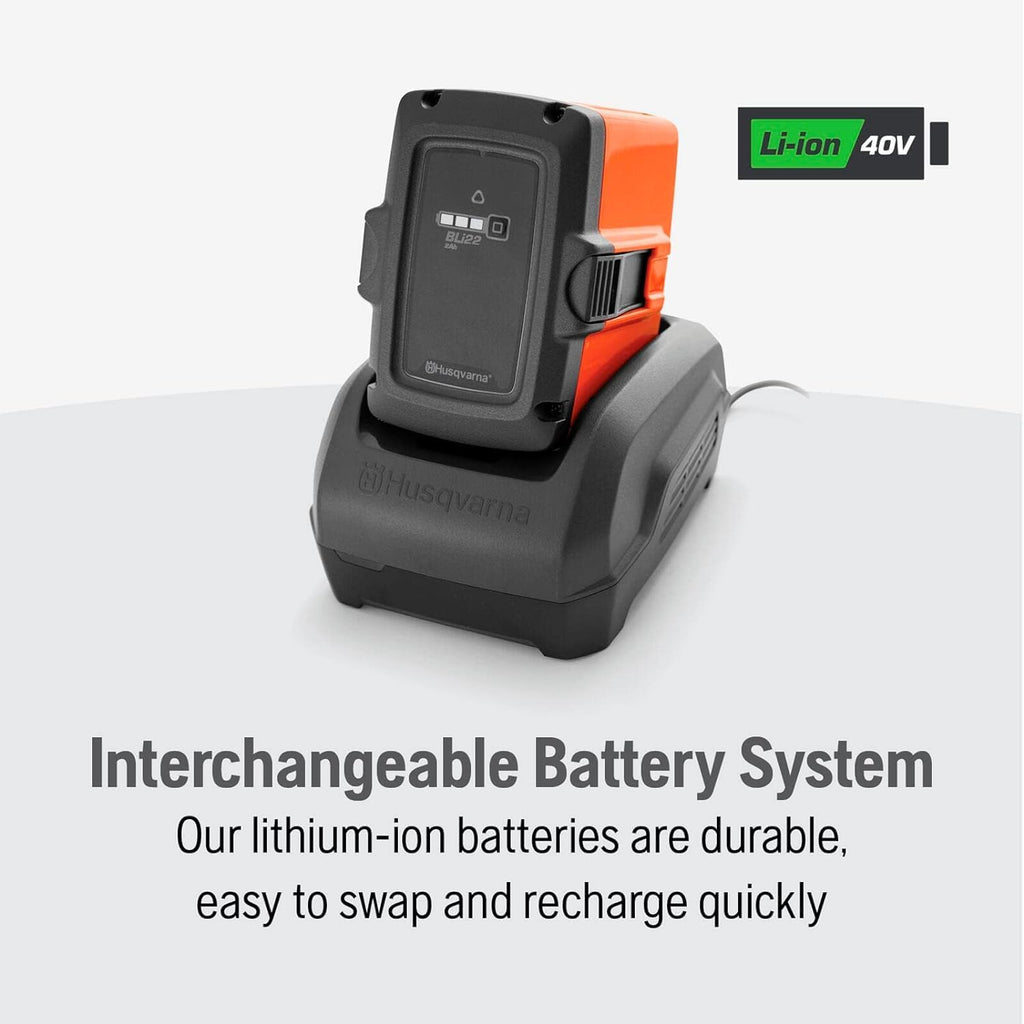Husqvarna 230iB Battery Powered Cordless Leaf Blower  136-MPH 650-CFM Electric Leaf Blower with Brushless Motor and Quiet Operation  40V Lithium-Ion 4 Ah Battery and Charger Included  970480204