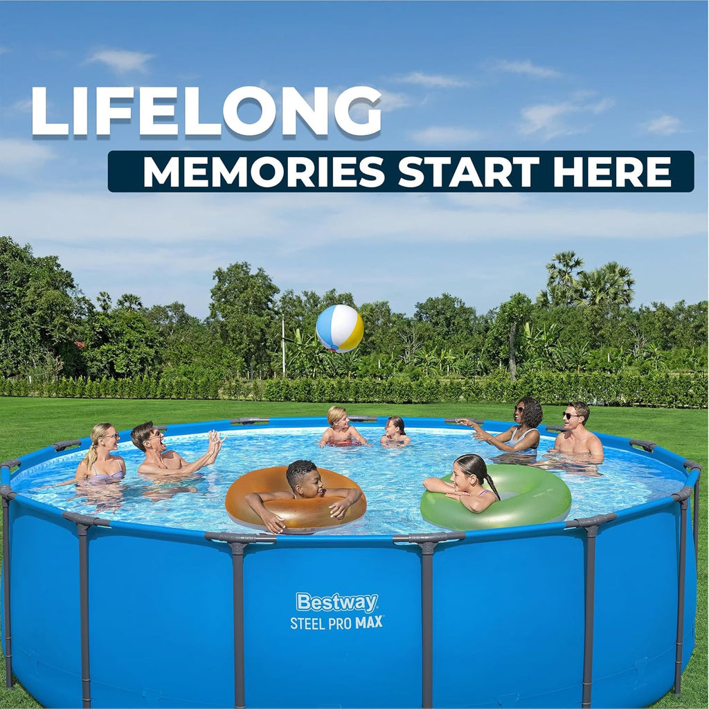 Bestway Steel Pro MAX 15' x 48" Above Ground Pool  Round Metal Frame Outdoor Swimming Pool for Backyard  Blue  Pool ONLY