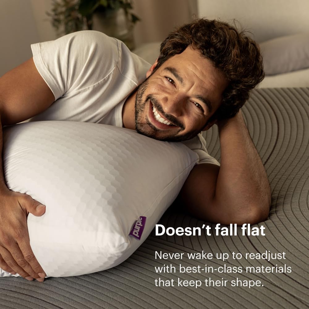 Purple Harmony Pillow – Talalay Latex Foam Cooling Pillow for Combo or Side Sleepers, 360º Hex GelFlex Grid for No-Pressure Support and Luxurious Weightless Feel - King, Medium Feel, Tall Height