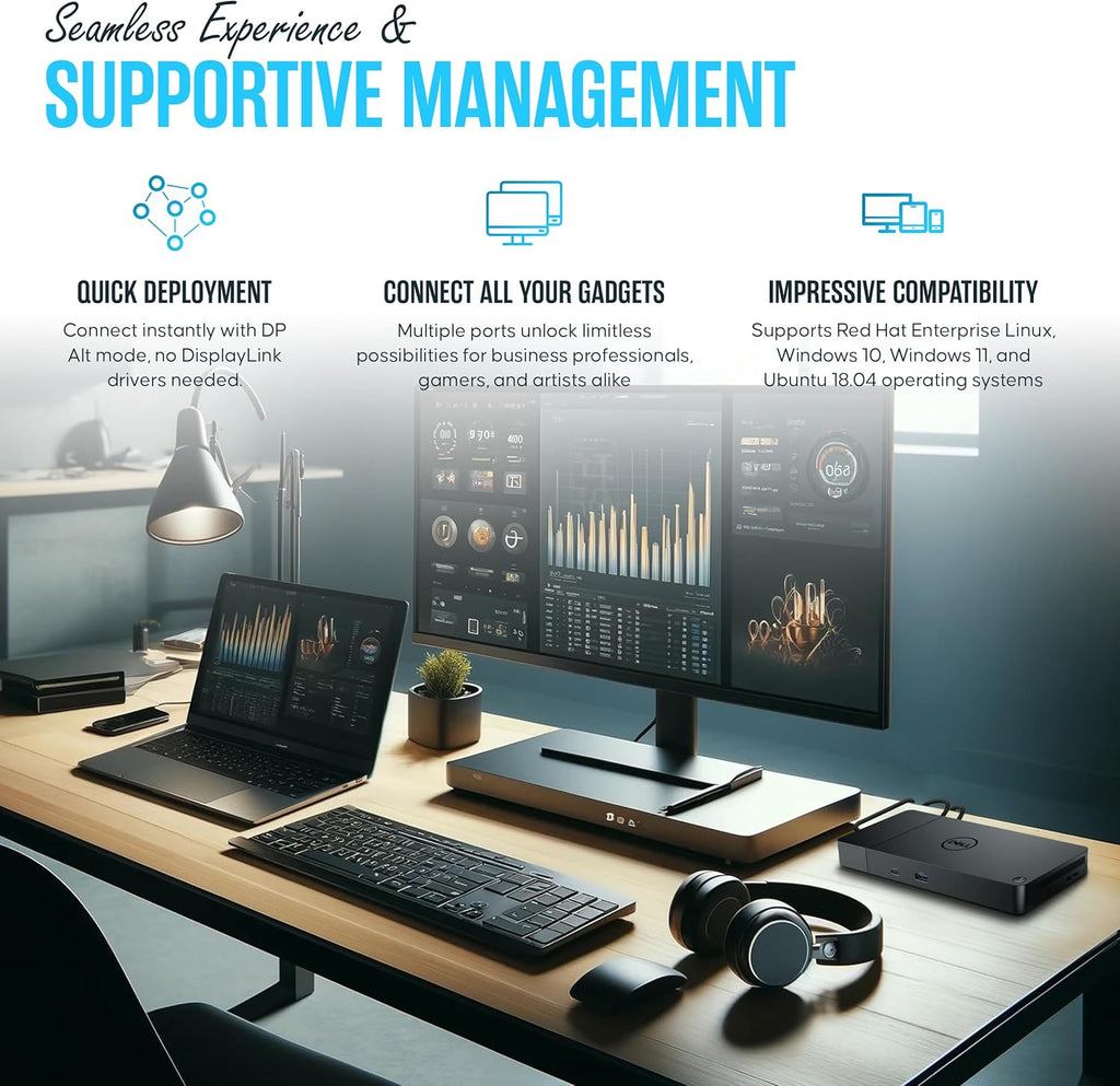 WD19S Dell Docking Station Dual Monitor - Dock Station with 180W + USB Type-C + HDMI + Dual DisplayPort - Ultimate Laptop Docking Station