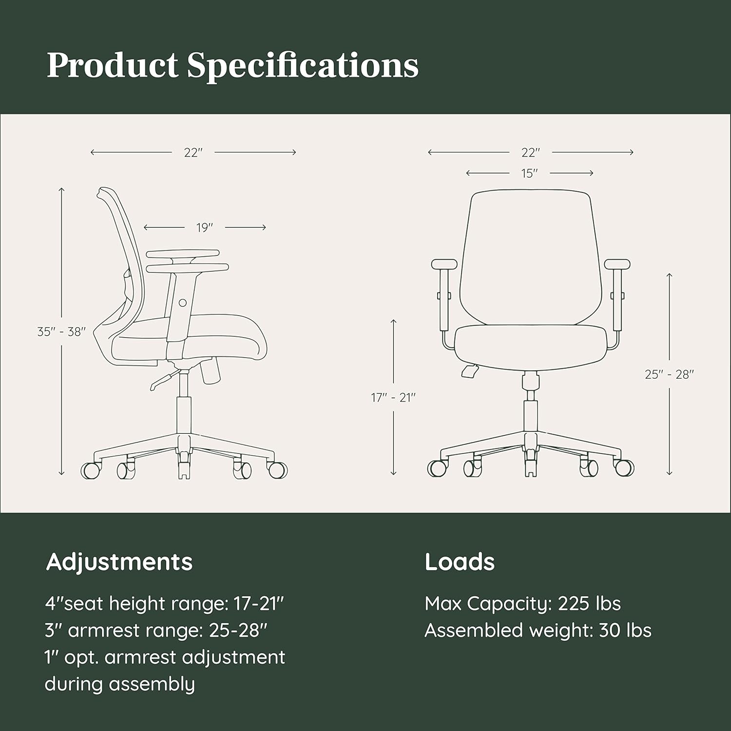 Branch Daily Chair - Computer Office Chair with Swivel, Lumbar Rest, and Adjustable Armrests - Sustainable, Stylish Mesh, & Adjustable Armrests - Comfortable Seating for Improved Posture - Slate