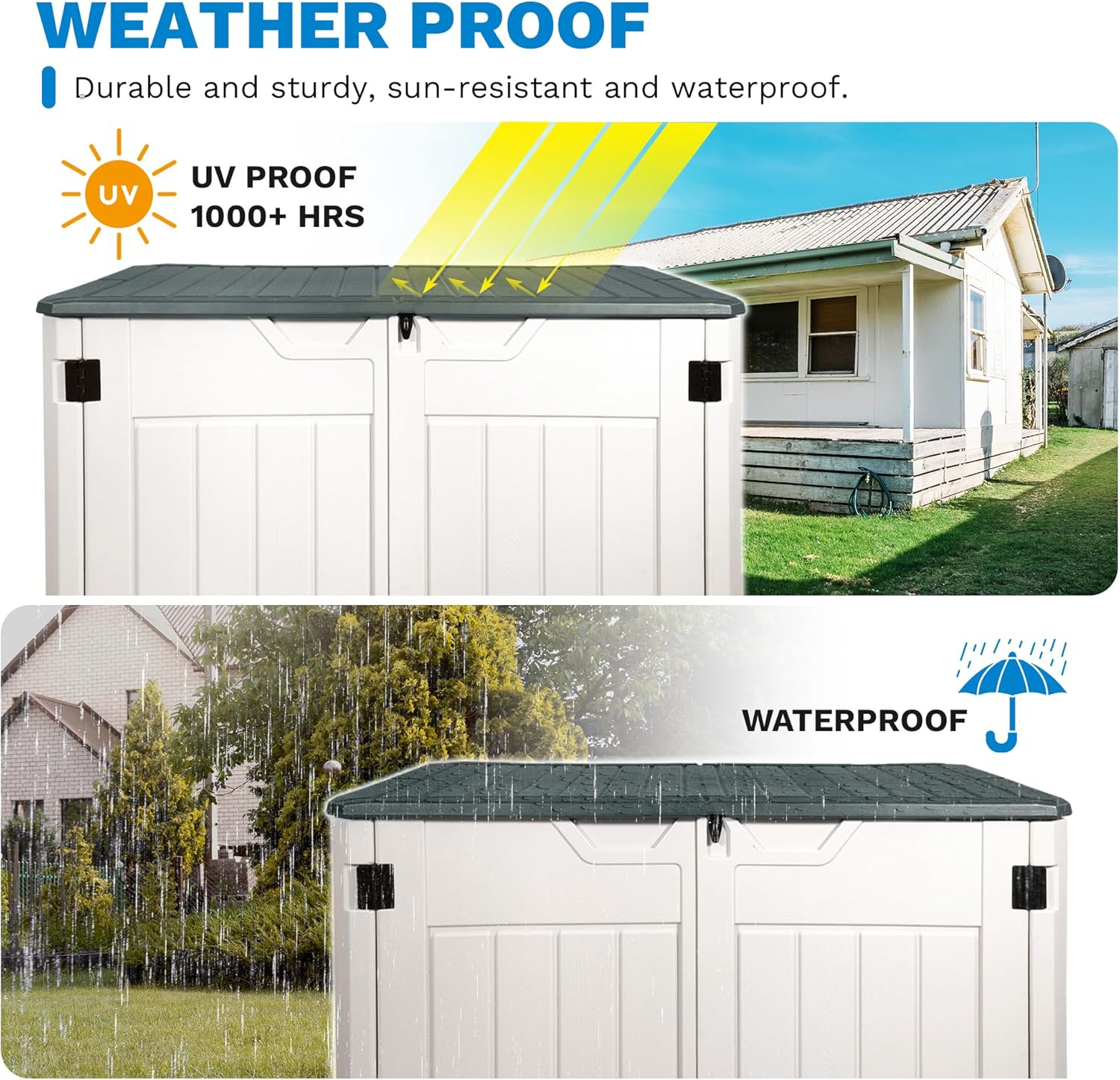 47 Cu ft Outdoor Storage Shed  Large Resin Outdoor Storage Box for Patio Garden Yard Outdoor Storage Cabinet for Tools Pool Supplies - Lockable Deck Boxes Outdoor Waterproof