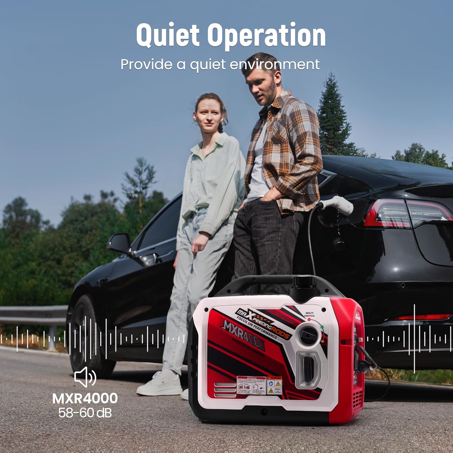 maXpeedingrods 4000 Watt Inverter Generator Portable  Bluetooth® App Remote Data Monitor  RV Ready  Gas Powered Generator with CO Alarm for Outdoor Camping  Home Backup