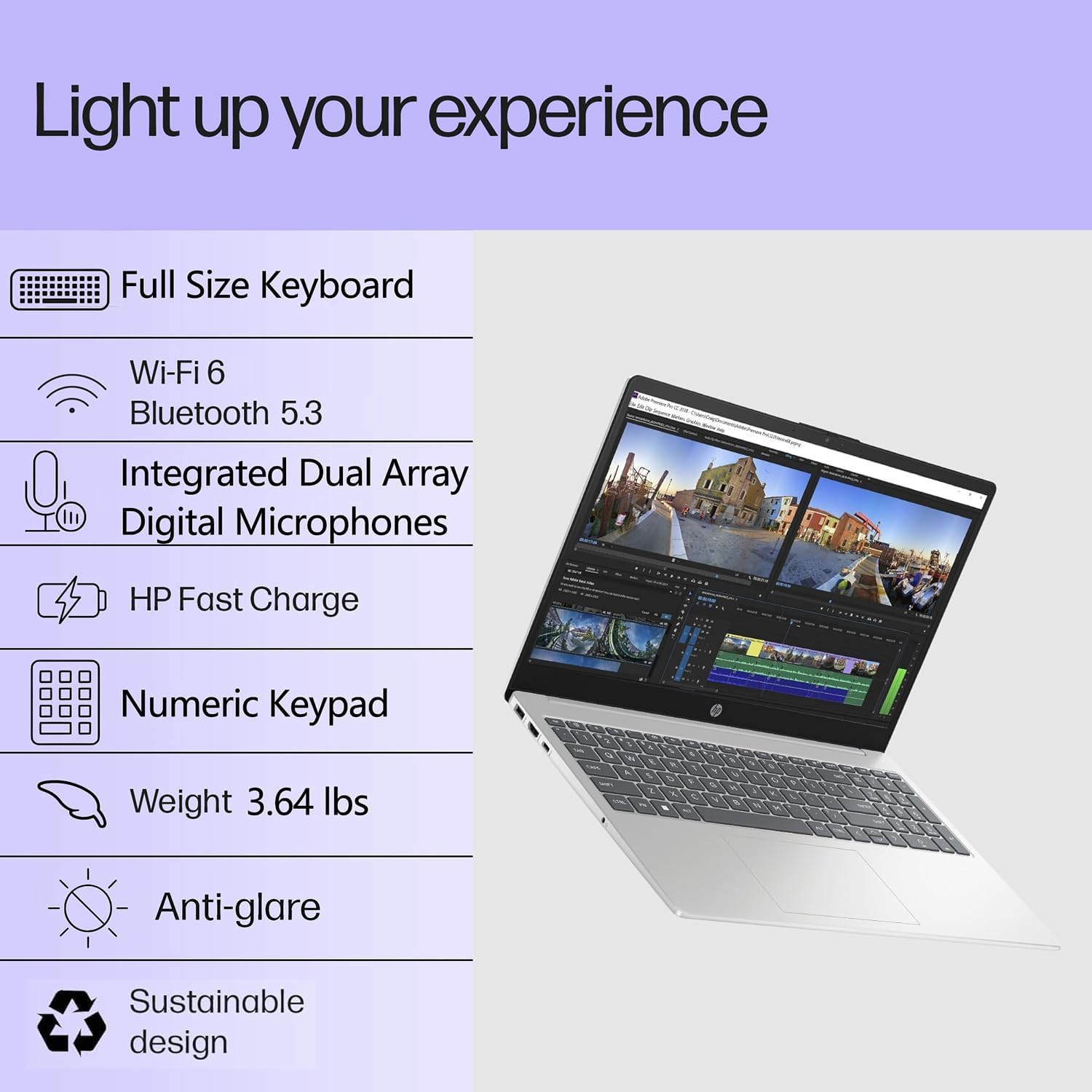 HP 15.6 inch Laptop Computer for Home Study  Intel Quad-Core Processor  16GB DDR4 RAM  512GB PCIe SSD  FHD  WiFi 6  Bluetooth 5.3  Numeric Keypad  HDMI  Type-C  Webcam  Natural Silver  Windows 11 Home
