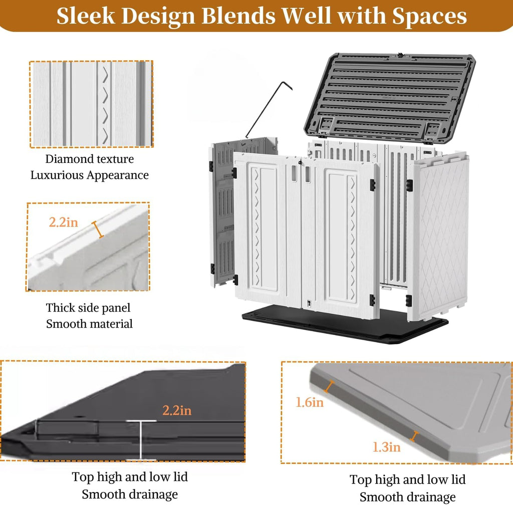 ZZM 4x3FT Heavy-Duty Outdoor Storage Shed | 34 Cu.Ft Waterproof Resin Cabinet with Double-Wall | UV-Resistant & Lockable for Garden Tools  Bikes  Patio Furniture (Wood Grain Texture)