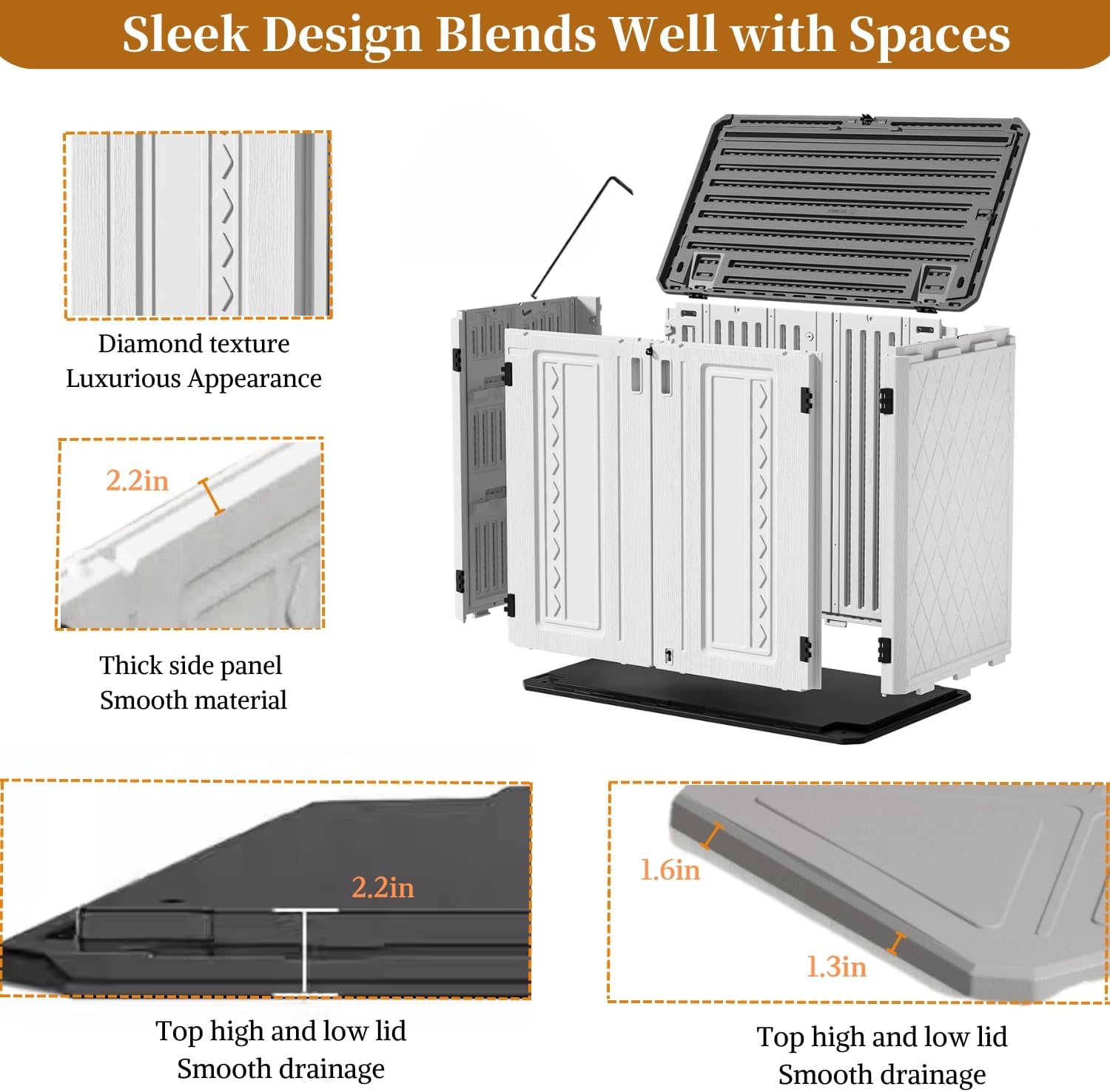 ZZM 4x3FT Heavy-Duty Outdoor Storage Shed | 34 Cu.Ft Waterproof Resin Cabinet with Double-Wall | UV-Resistant & Lockable for Garden Tools  Bikes  Patio Furniture (Wood Grain Texture)