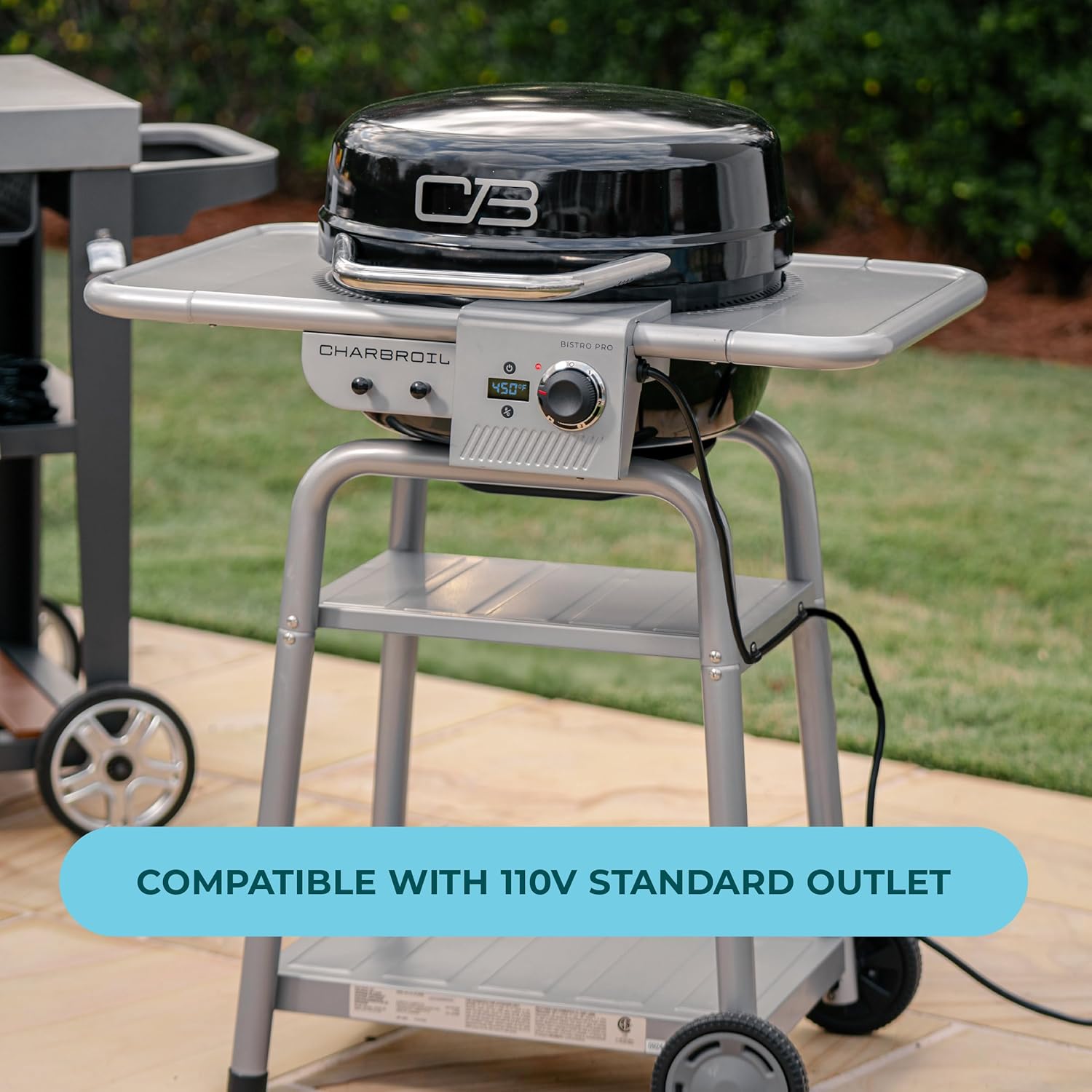 Charbroil 3-in-1 Dual Fuel Outdoor Bistro Pro Electric Grill & Griddle + Charcoal Mode BBQ  Black - 25302145