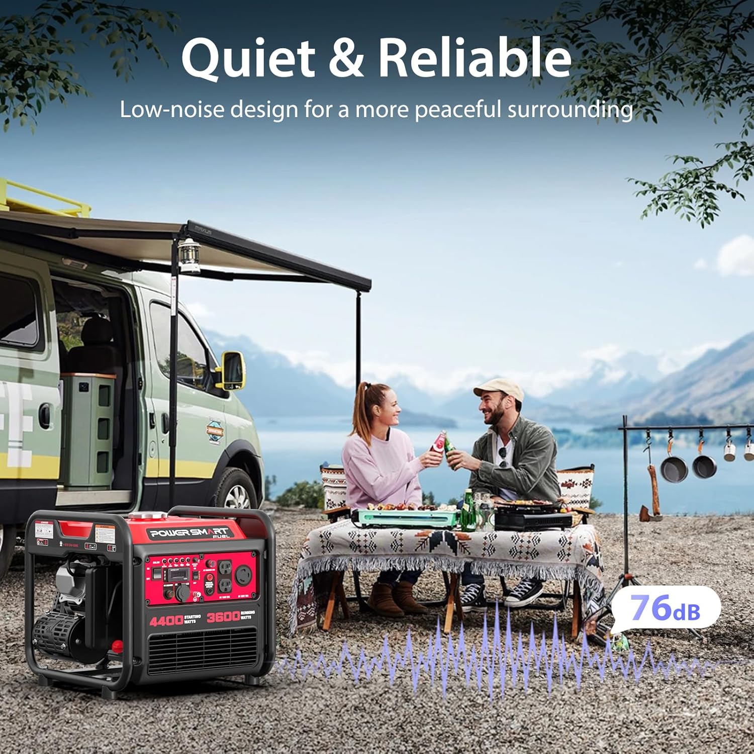 PowerSmart 4400-Watt Portable Inverter Generator  Gas Powered  CO-Sensor  Lightweight & Quiet for Home Use and Emergency Backup  Camping  EPA Compliant