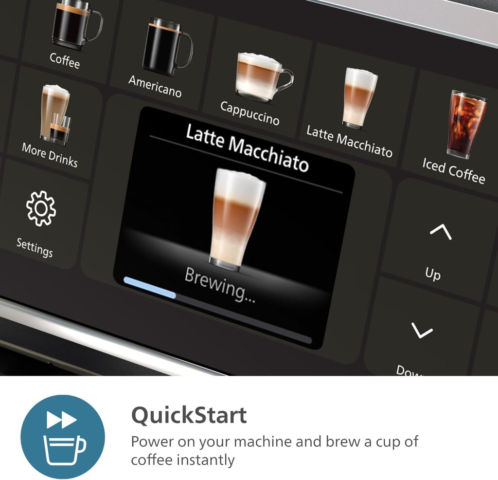 Philips 5500 Series Fully Automatic Espresso Machine, LatteGo Milk System, Integrated Grinder, 20 Hot & Iced Coffee Pre-Sets, SilentBrew, 15-Bar, Black Chrome (EP5544/94) (Renewed)