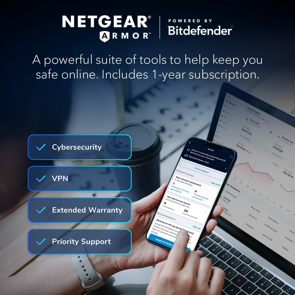 NETGEAR Nighthawk Tri-Band WiFi 7 Router (RS700S) - Router Only- BE19000 Wireless Speed (up to 19 Gbps) – 10 Gig Internet Port - Covers up to 3 500 sq. ft. – 1-Year Armor & Free Expert Help