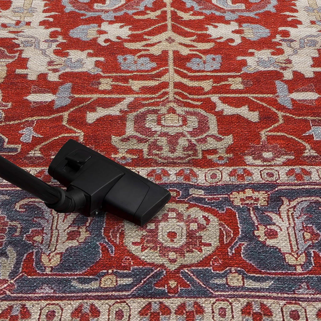 Keen Home Design 8x10 Rug - Machine Washable Area Rug with Non-Slip Backing, Ideal for Living Room, Dining Room, Bedroom - Vintage, Easy Clean, Durable, Low Pile Rug - (8' x 10')