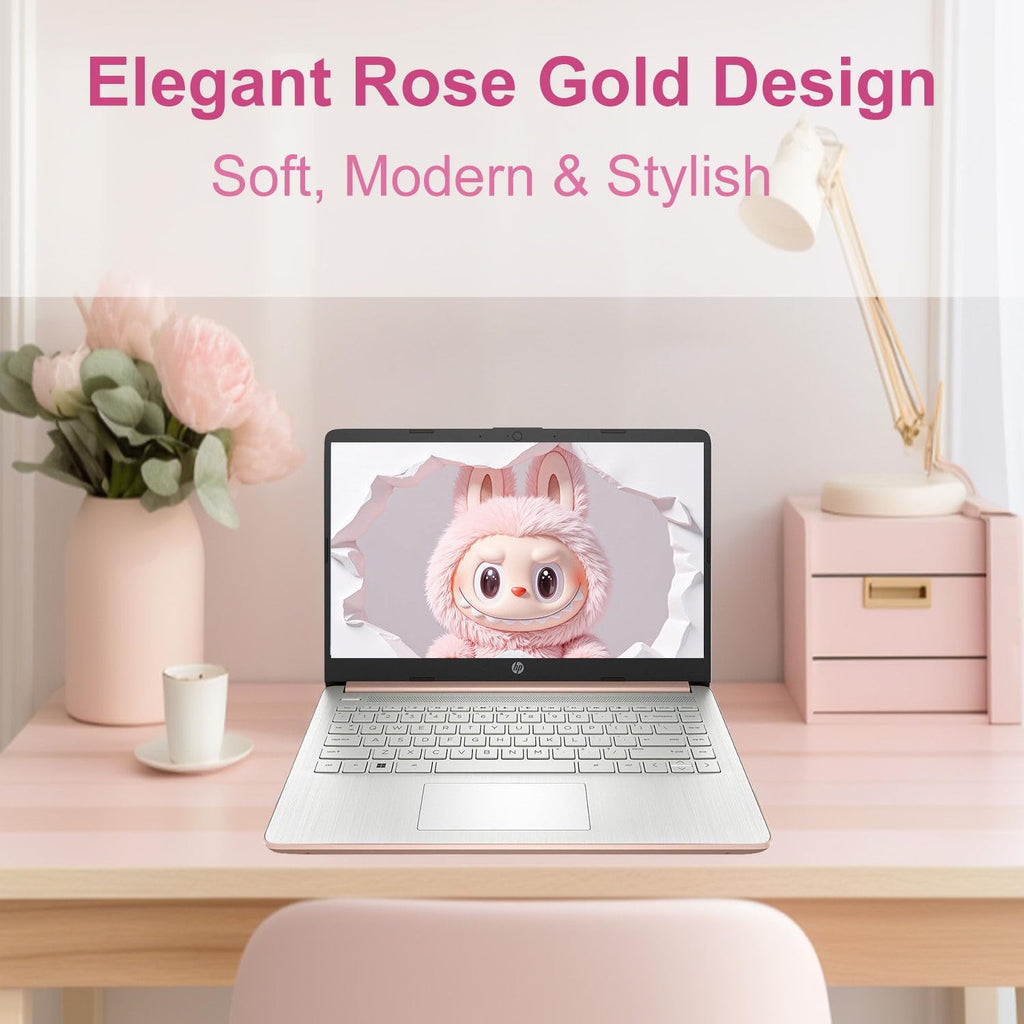 HP 14″ Snowflake White Lightweight Laptop  with Office 365 & Copilot AI  Intel Processor  4GB RAM Memory  64GB SSD + 1TB Cloud Storage