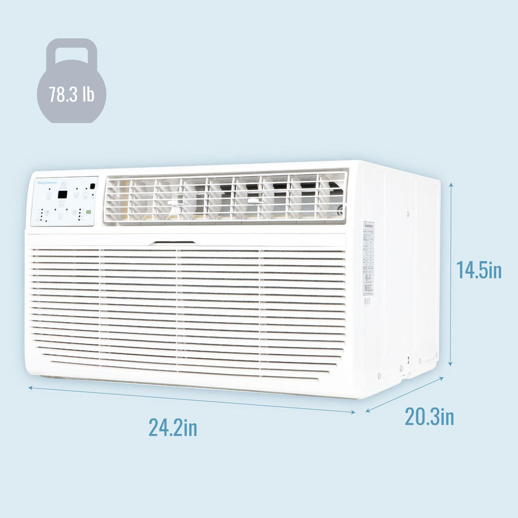 Keystone 12,000 BTU Wall Mounted Air Conditioner with Supplemental Heat and Dehumidifier Function, 230V, Wall AC with Remote for Small and Medium Sized Rooms up to 550 Sq.Ft., Quiet, High Efficiency