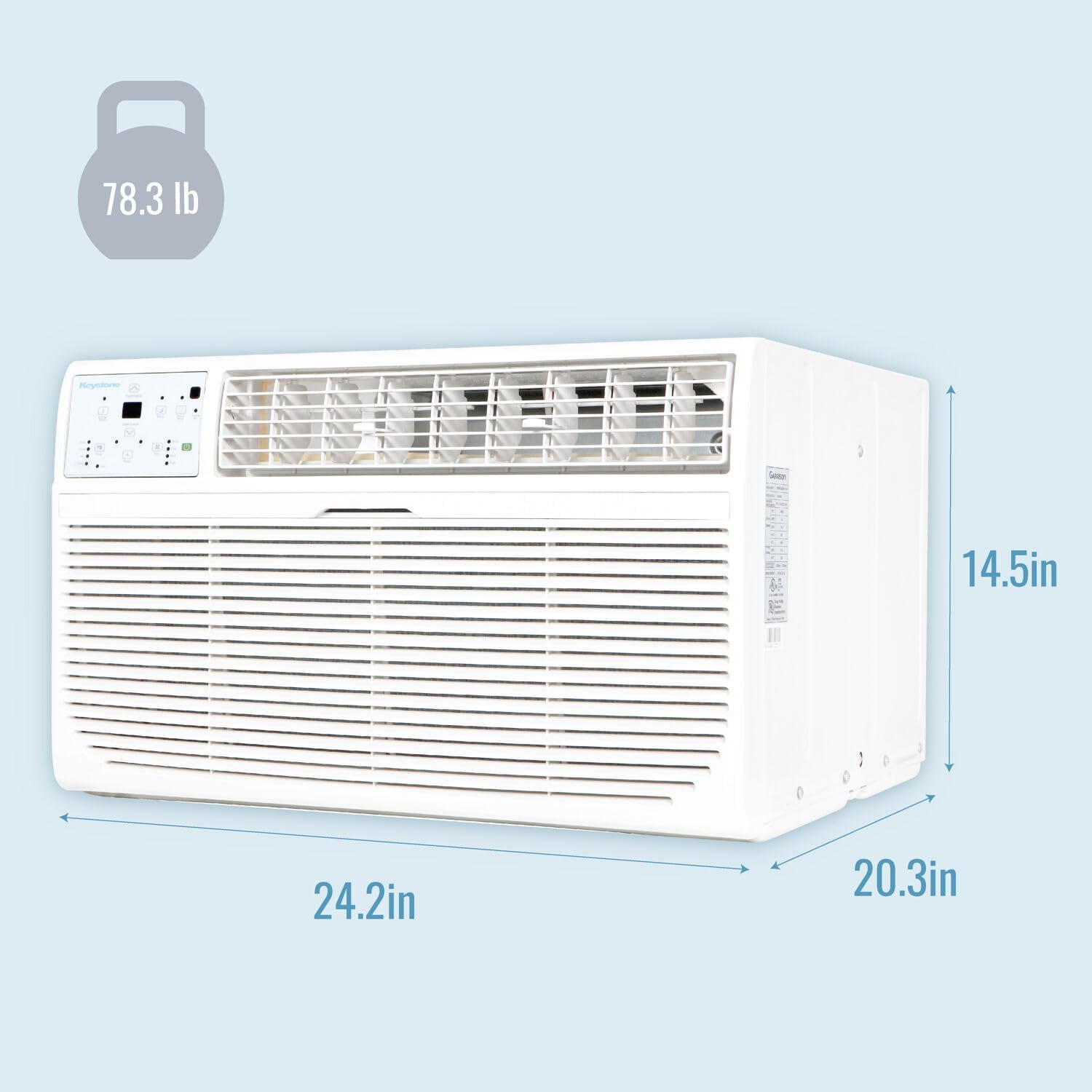 Keystone 12,000 BTU Wall Mounted Air Conditioner with Supplemental Heat and Dehumidifier Function, 230V, Wall AC with Remote for Small and Medium Sized Rooms up to 550 Sq.Ft., Quiet, High Efficiency