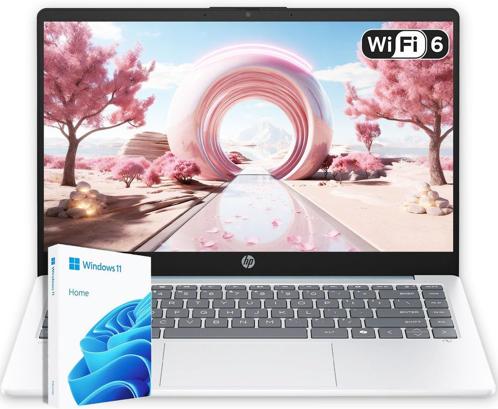 HP 14" Moonlight Blue Laptop with Office 365  AMD CPU  4GB DDR5 RAM  1.1TB Storage (128GB SSD and 1TB OneDrive)  HD Display  Windows 11  Energy-Efficient & Quiet Performance