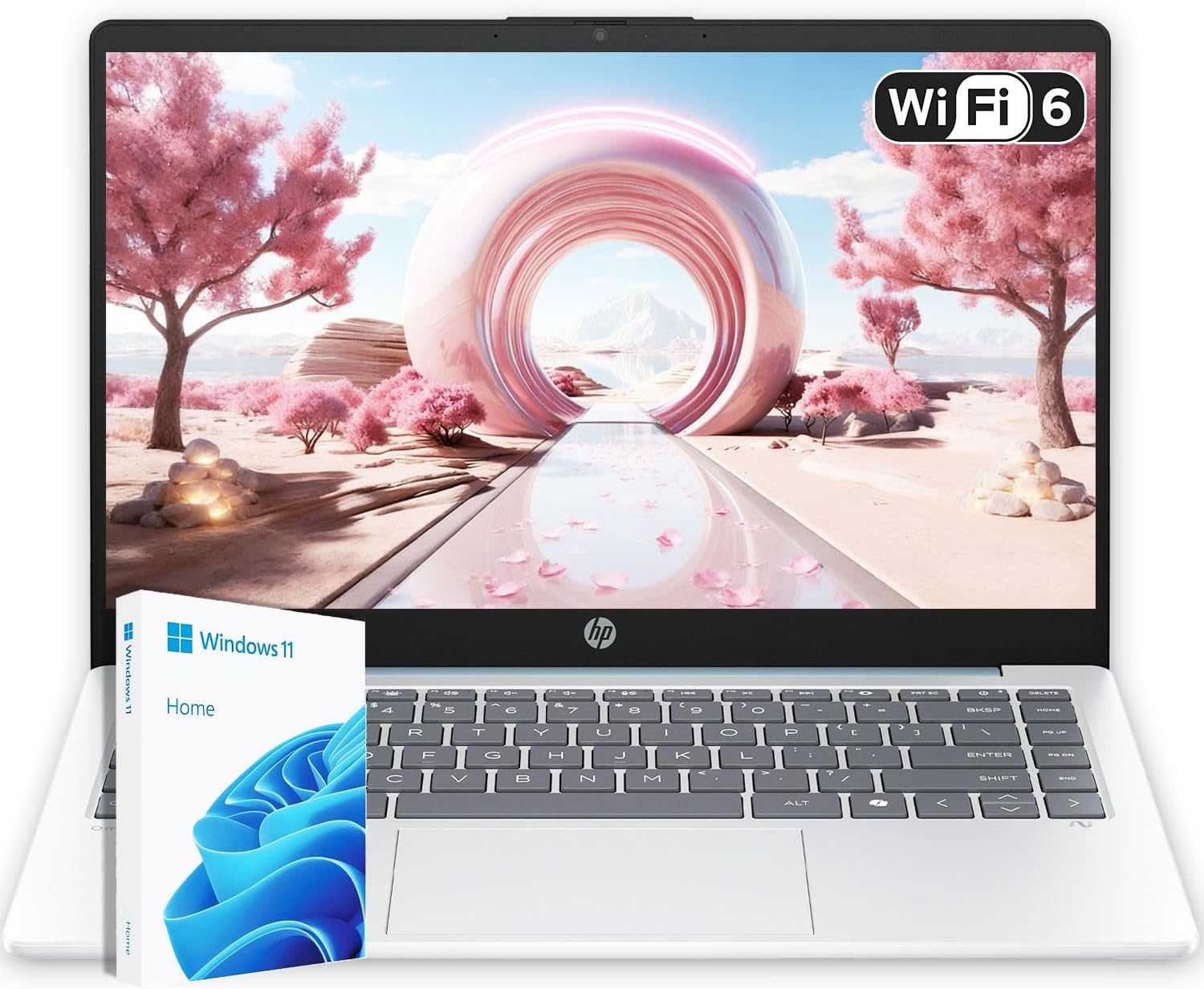 HP 14" Moonlight Blue Laptop with Office 365  AMD CPU  4GB DDR5 RAM  1.1TB Storage (128GB SSD and 1TB OneDrive)  HD Display  Windows 11  Energy-Efficient & Quiet Performance