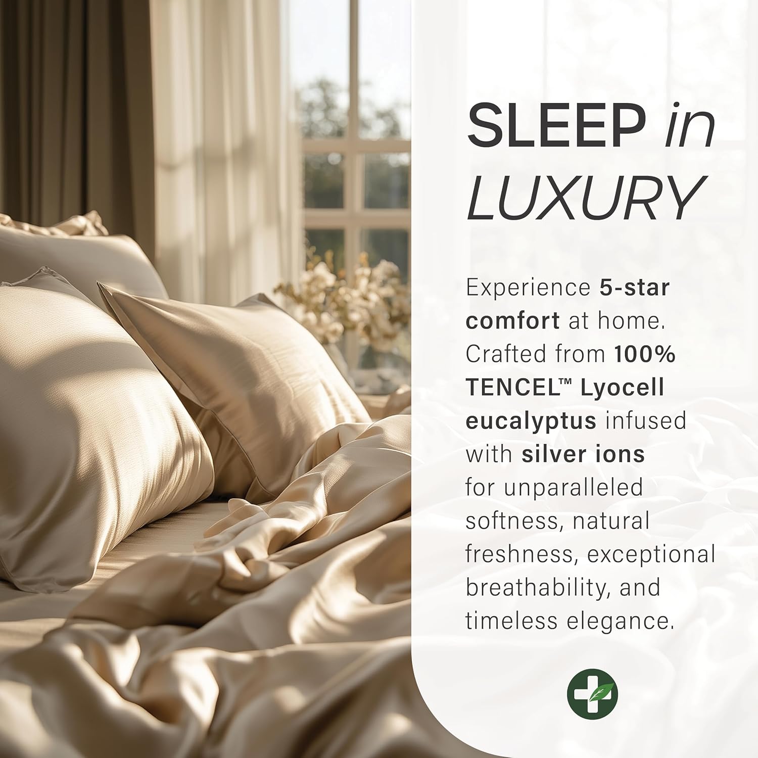 Eucalyptus Collection King Size Sheet w/Silver Ions | 100% Tencel | Ultra Soft | Cooling for Hot Sleepers | 18" Deep Pocket Grey