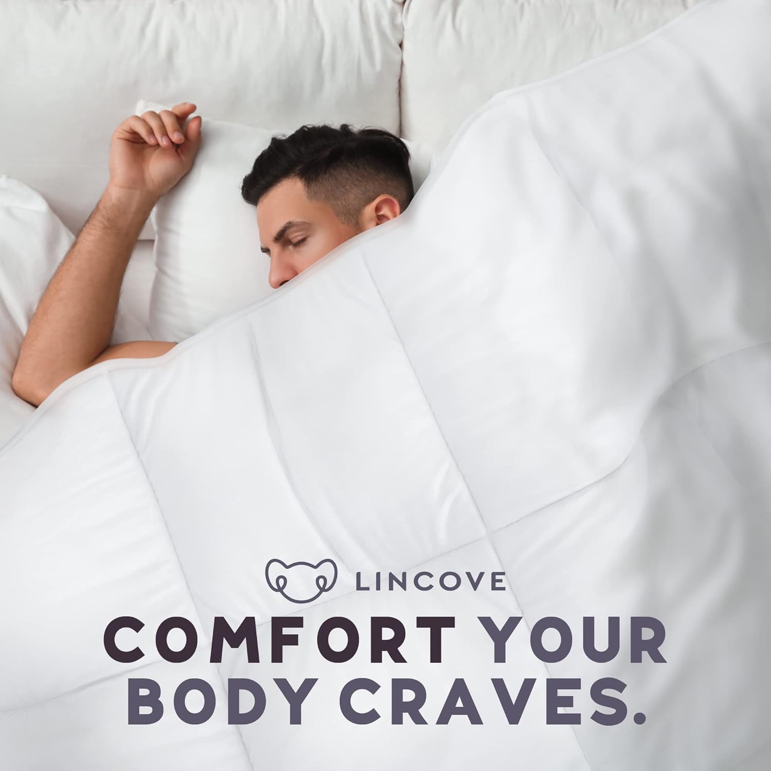 Lincove Canadian Down Comforter – Extremely Soft and Lightweight Duvet Insert – Corner Loops in Each Corner, 600 Thread Count - 100% Cotton Sateen Shell, Twin