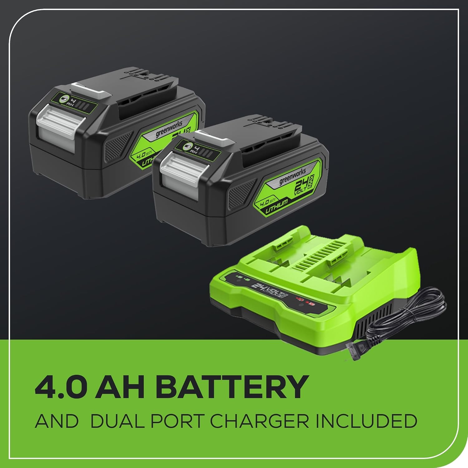 Greenworks 48V (24V x 2) Cordless Brushless Leaf Blower/Vacuum (520 CFM / 240 MPH) with Bag  Powerful & Efficient for Yard Debris Cleanup  Includes (2) 4.0Ah Battery & Dual Port Charger