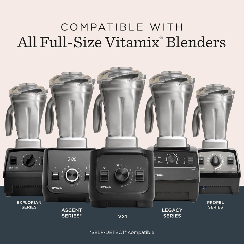 Vitamix 48-Ounce Stainless-Steel Blender Container with SELF-DETECT, Dishwasher-Safe, BPA-Free Clear Lid, Laser-Cut Stainless-Steel Blades, Compatible with All Full-Size Vitamix Blenders