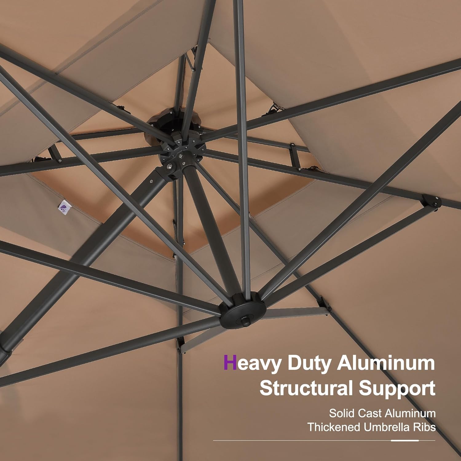 PURPLE LEAF 10' X 13' Cantilever Outdoor Umbrellas Large Patio Umbrella Hanging Double Top Rectangle Offset Umbrella with 360°Rotation Tilting Umbrella Outdoor Patio Taupe
