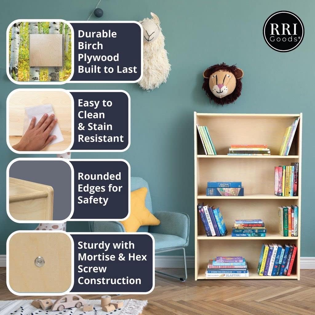 2 Shelf Montessori Horizontal Bookcase with Wheels (47" Width) |Bookshelf - Toy Storage Organizer, Arts, Crafts & Supplies Storage Unit for Home, Office, Classroom, Daycare
