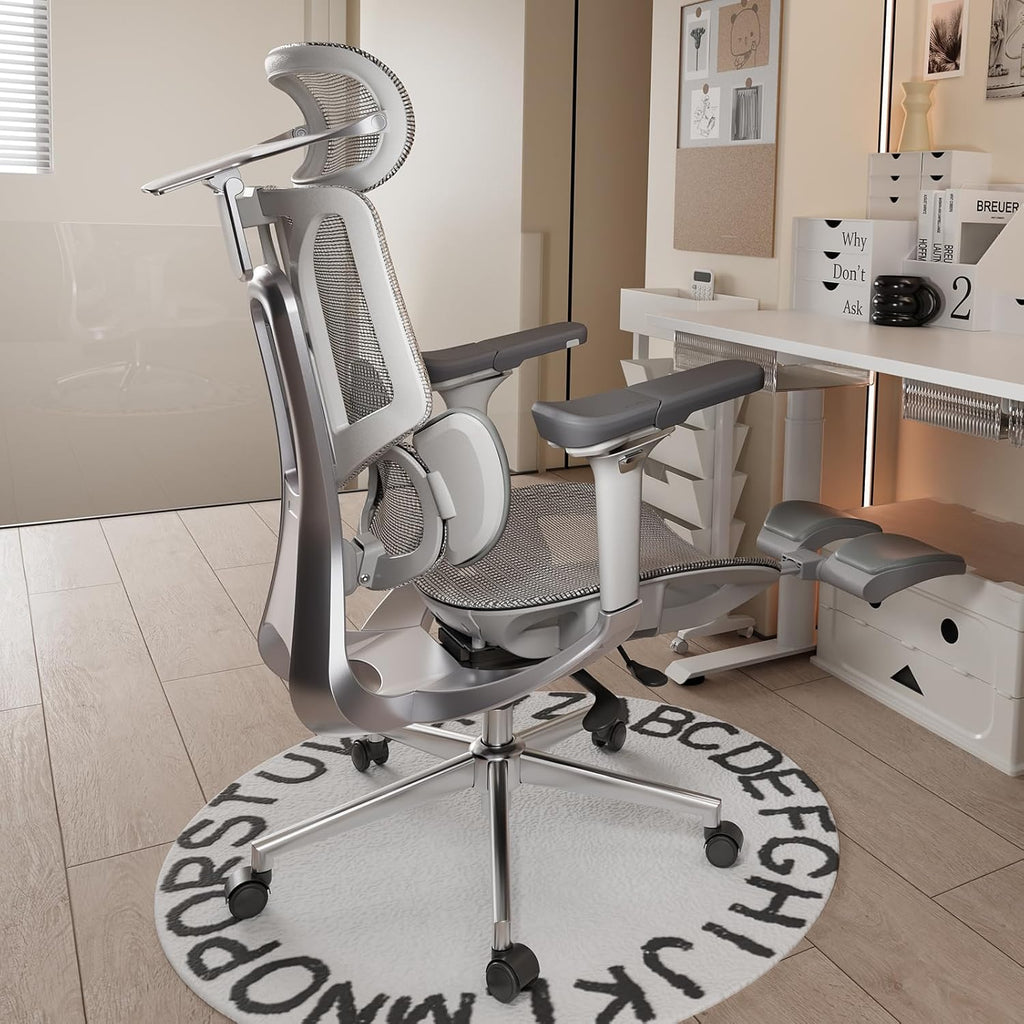 Hbada E3 Pro Ergonomic Office Chair, Big and Tall Office Chairs - with 3-Zone Dynamic Lumbar Support, 4D Adjustable Headrest, 6D Adjustable Armrests, Swivel, Grey
