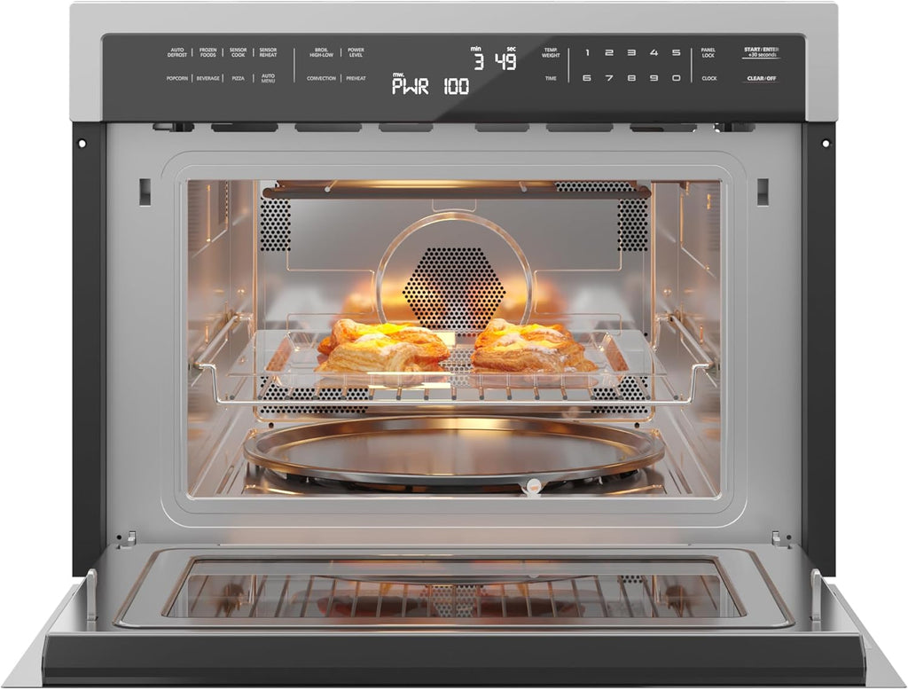 KoolMore 24 Inch Built-in Convection Oven and Microwave Combination with Broil, Soft Close Door, 1000 Watt Power, Stainless Steel Finish, Touch Control LCD Display