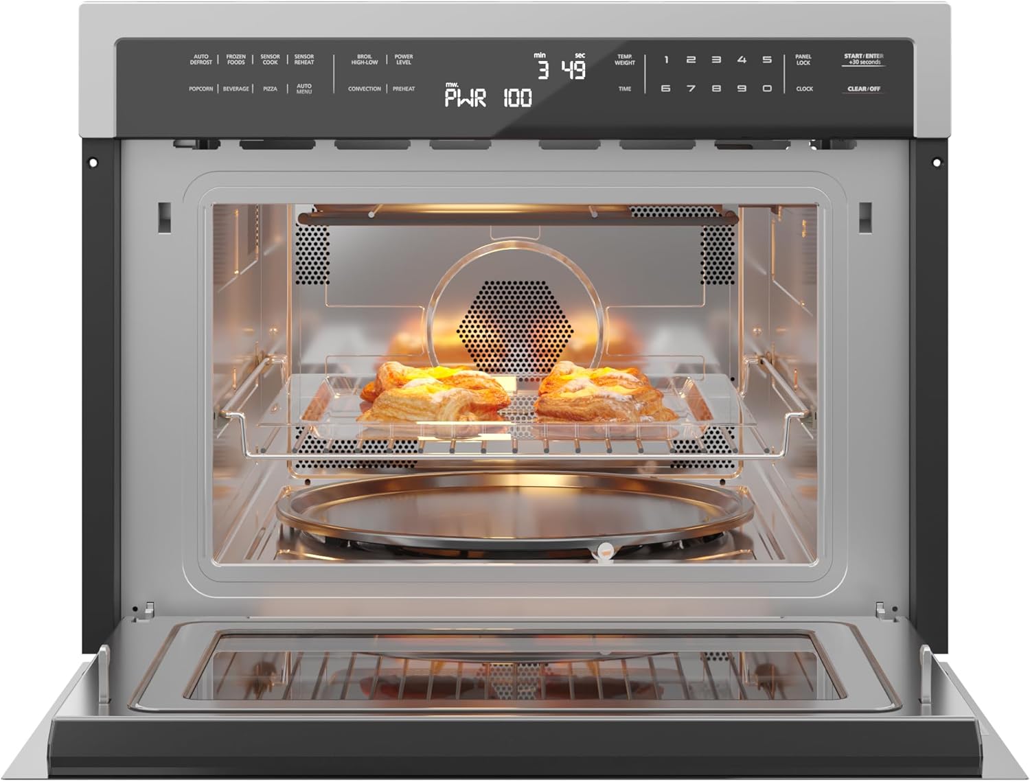 KoolMore 24 Inch Built-in Convection Oven and Microwave Combination with Broil, Soft Close Door, 1000 Watt Power, Stainless Steel Finish, Touch Control LCD Display