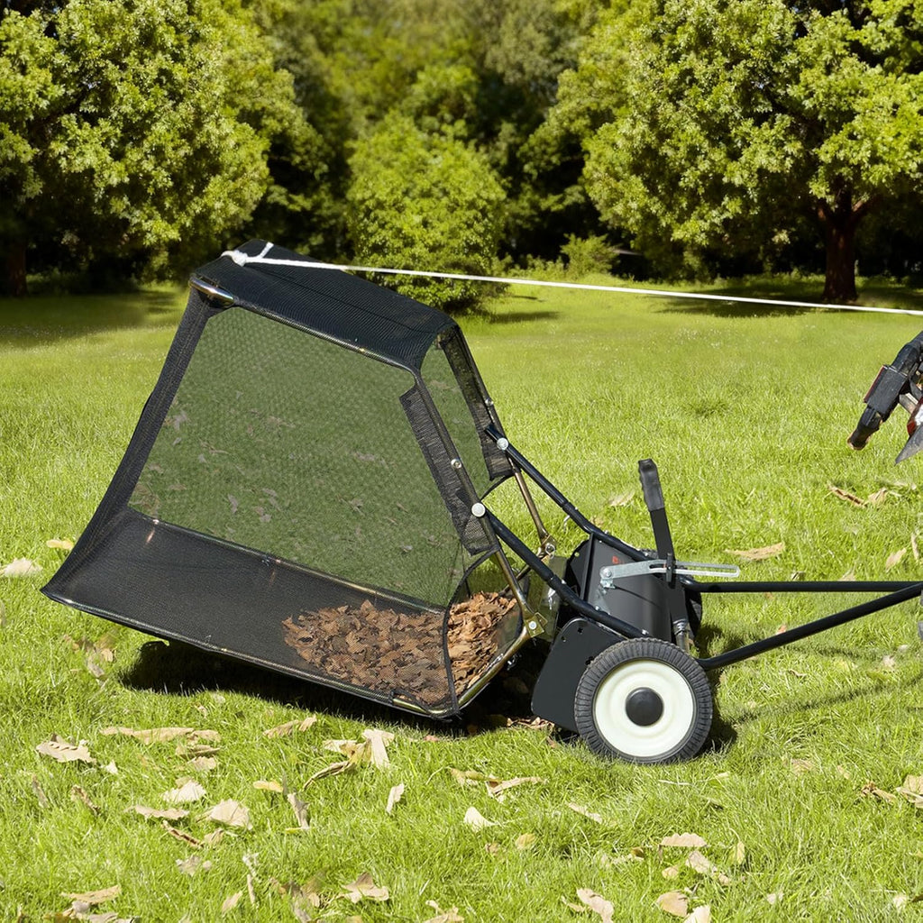 VEVOR 52 in Tow Behind Lawn Sweeper  26 cu.ft. Large Yard Sweeper  Adjustable Sweeping Height  Heavy Duty Leaf & Grass Collector with Dumping Rope  Pull Behind Sweepers for Debris Grass Clippings
