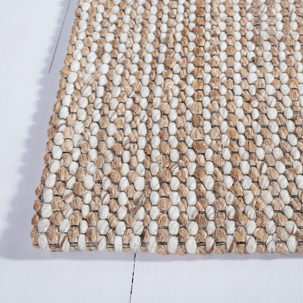 SAFAVIEH Natural Fiber Collection Area Rug - 9' x 12', Natural & Beige, Handmade Farmhouse Jute & Wool, Ideal for High Traffic Areas in Living Room, Bedroom (NFB553B)