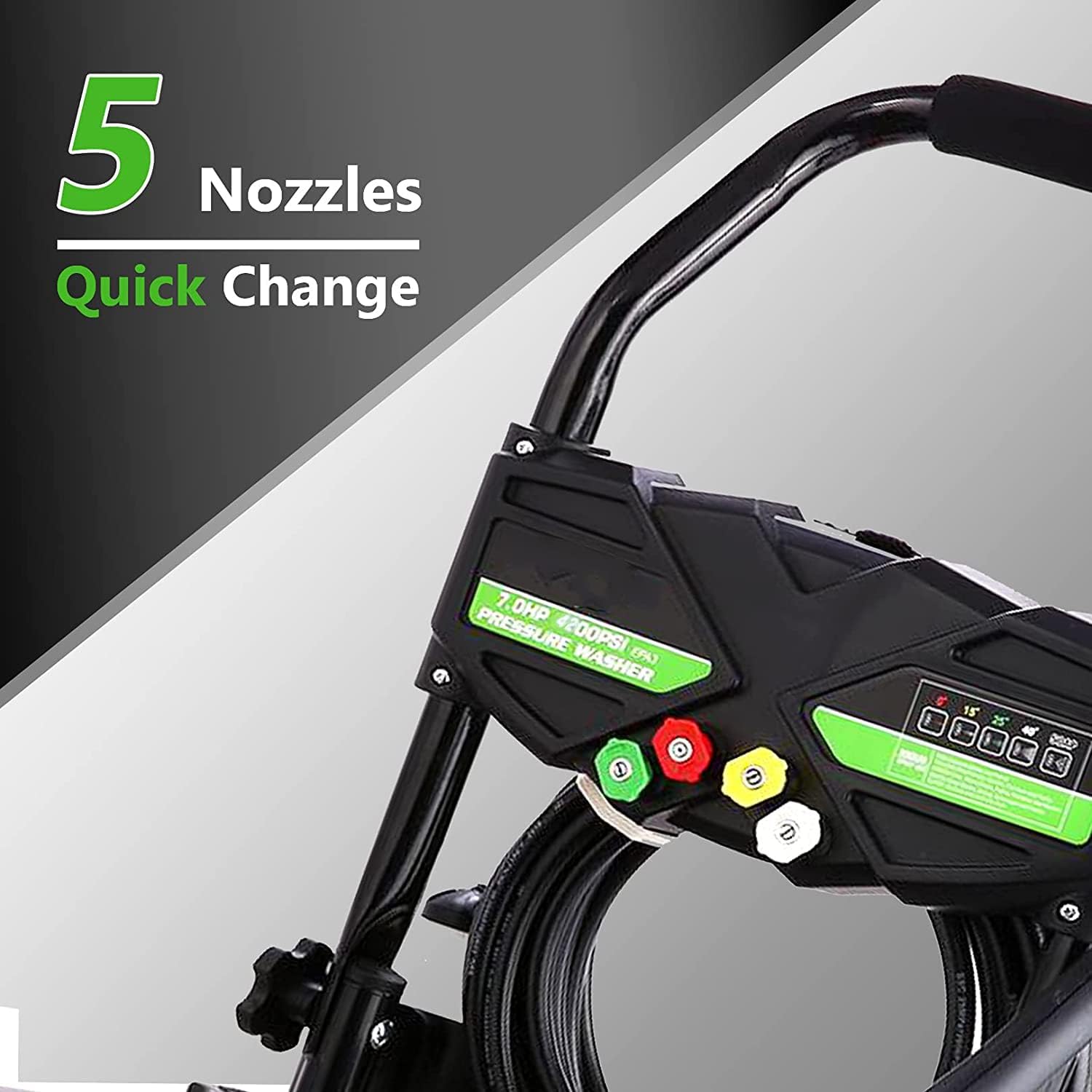 4200PSI Gas Pressure Washer  4.0GPM Power Washer Gas Powered with 212CC Engine  5 Nozzles  25ft Hose & 0.5Gal Soap Tank - for Home  Car  Driveways  EPA/CARB/ETL Compliant 20FT x 1/4 (Black)