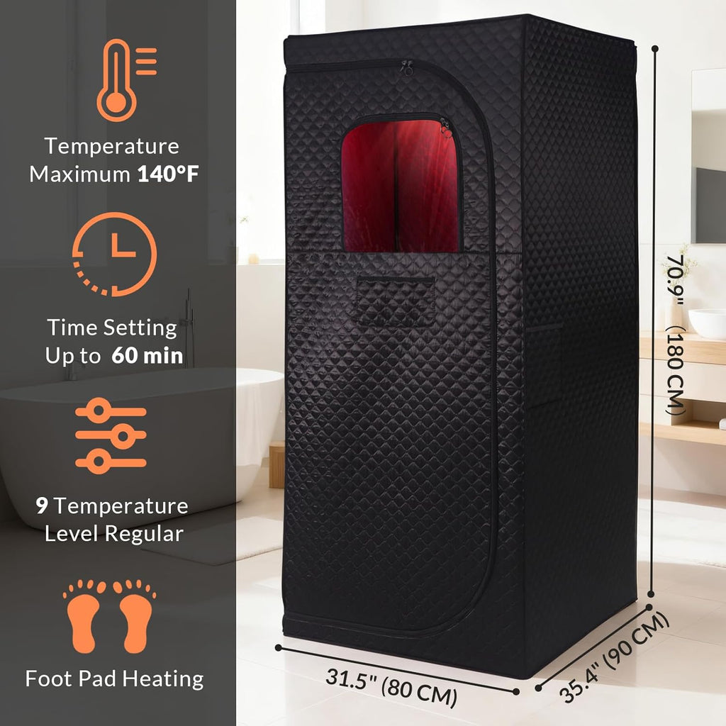 Dry Infrared Sauna  Red Light Therapy Saunas for Relaxation  Detox and Muscle Relief  9 Levels Up to 140°F Personal Indoor Saunas Tent  Portable Sauna for Home  Bedroom  Living Room