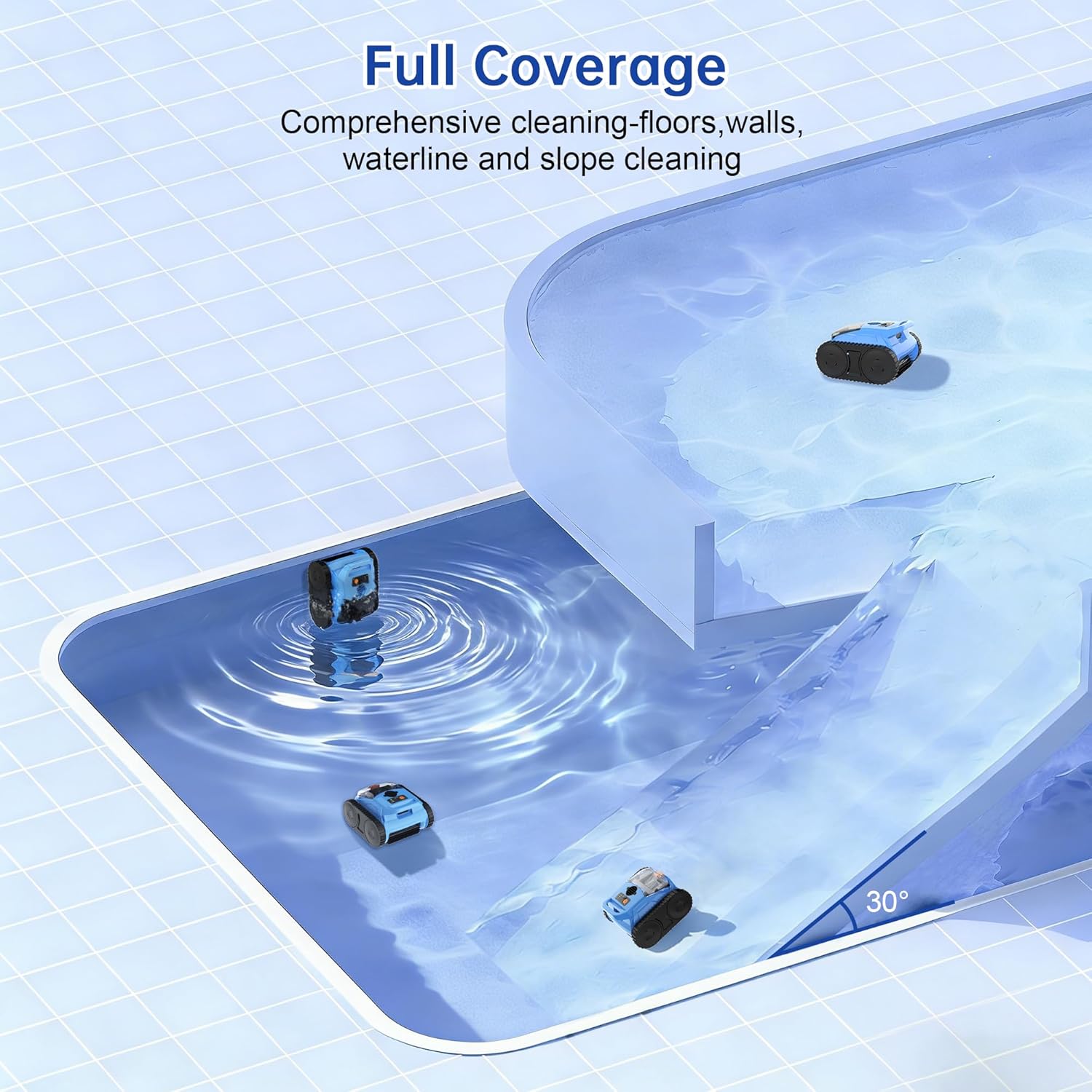 (2026 Upgrade) Pool Vacuum for Inground Pools  Robotic Pool Cleaner  Wall Climbing Pool Cleaner  Cleans Pool Floors  Drain & Walls & Waterline  Cleaning Up to 2100 Sq.ft  180 Min