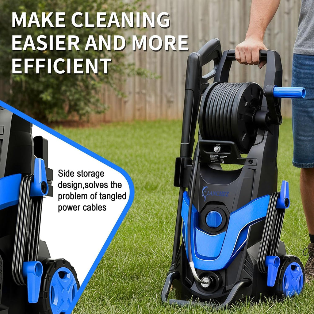 2026 Upgrade Pressure Power Washer 4800PSI w/4 Quick Connect Nozzles  Inlet Hose & Filter&500ML Soap Tank  High Cleaning Machine for Cars/Fences/Driveways/Patios/Home Cleaning Blue