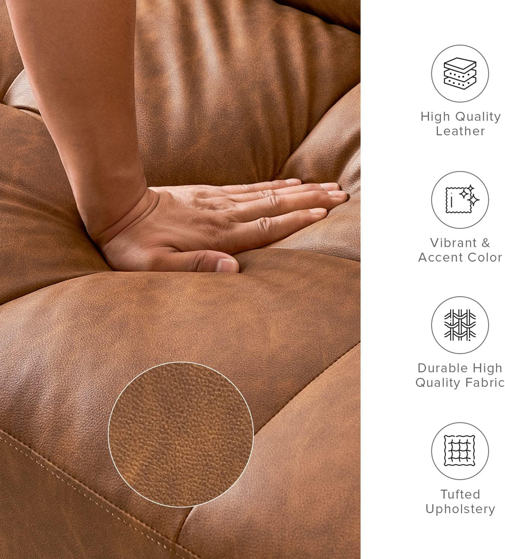 mopio 76.4" Futon Sofa Bed, Couch, Loveseat, Sleeper Sofa, Mid Century Modern Futon Couch, Sofa Cama, Couches for Living Room (Aaron PU, Pecan Brown)