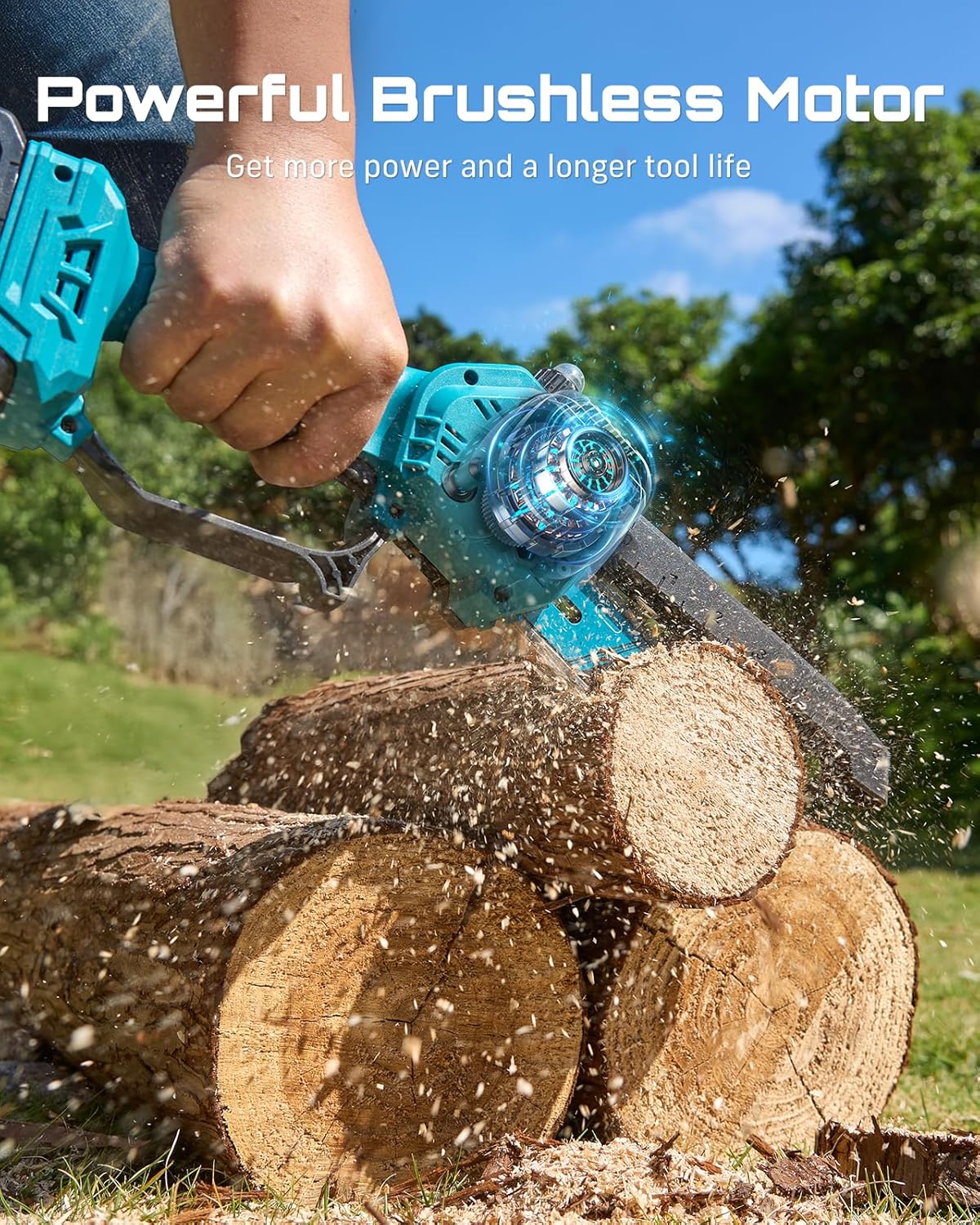 SEESII 2-in-1 Electric Pole Saws: Brushless Mini Chainsaw Cordless 6 Inch  2 x 4000mAh Batteries  Pole Saw for Tree Trimming Hand held Chain Saw with Extension Pole for Tree Limb Branch Cutter P6 Ace