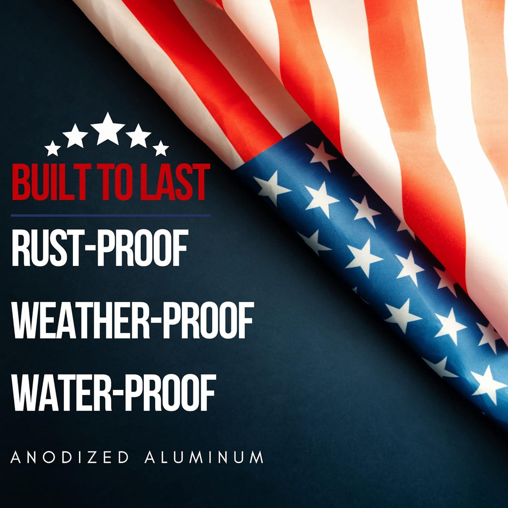 Service First 25FT Flagpole Kit Freedom Edition Black Telescoping For Outside House In Ground - Anti Tangle Swivel Ring Design - 100MPH Wind Tested with single flag