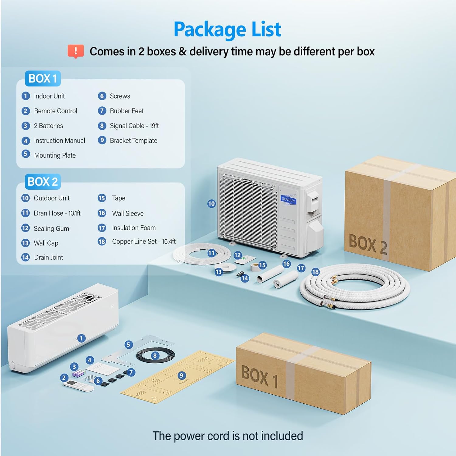 ROVSUN 9,000 BTU Smart WIFI Mini Split AC/Heating System with Inverter & APP Control, 24 SEER2 Ductless Split Air Conditioner with Pre-Charged Condenser, Heat Pump & Installation Kit, 115V