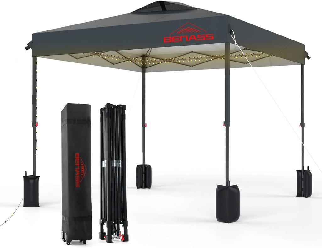 12x12 Pop Up Canopy  Easy Up Canopy Tent  Heavy Duty Tents for Parties  One Person Set Up Event Tent  Grey
