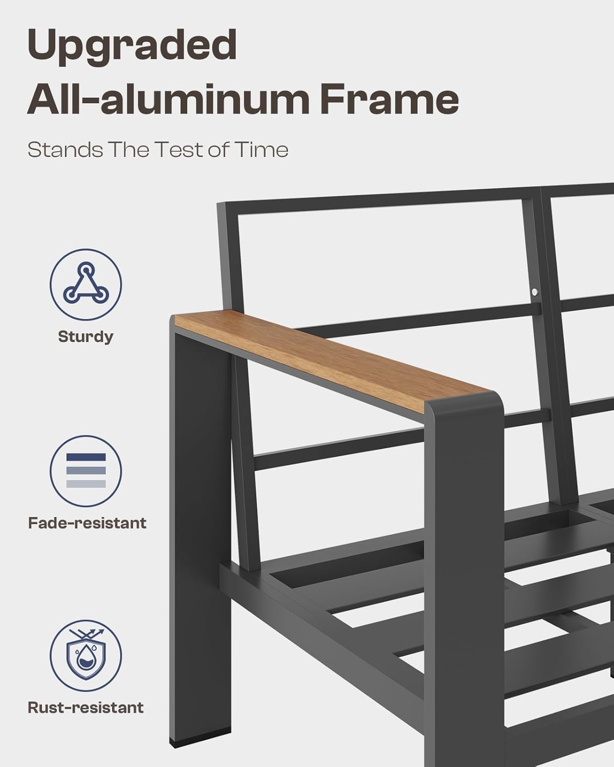 Aluminum Outdoor Patio Furniture Set with Coffee Table  5 Piece Patio Conversation Sets with Washable Thick Cushions  Outdoor Sectional Furniture Set for Porch  Balcony  Deck  Yard  Graphite