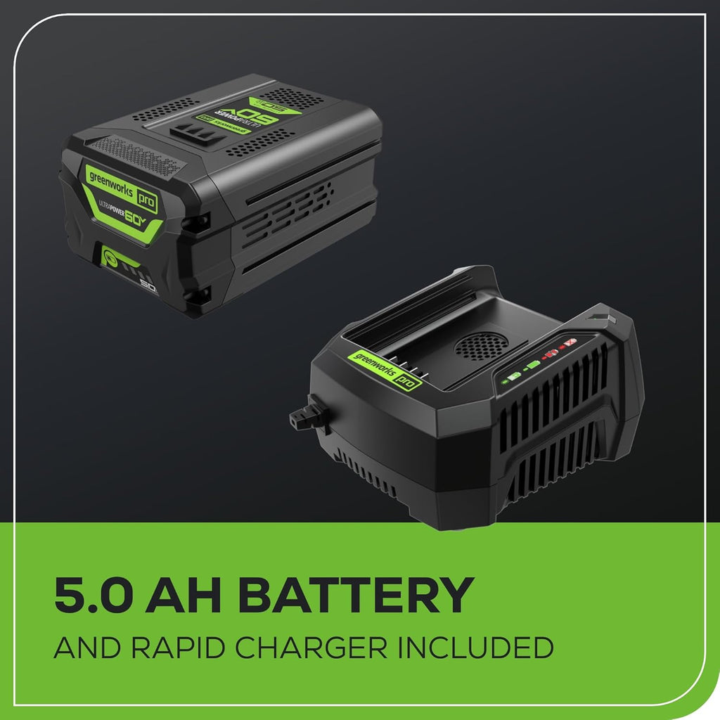 Greenworks 60V 21" Cordless Lawn Mower – 5.0Ah Battery & Rapid Chargerr(75+ Tool Compatibility  60Min Runtime)